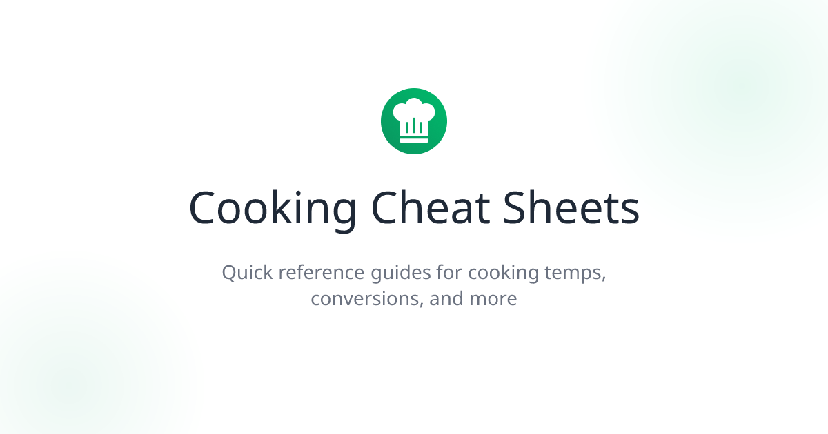 Cooking Cheat Sheets | Kitchen Reference Guides | Only Recipes